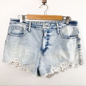 Wild Fable Distressed Lace Flower Jean shorts